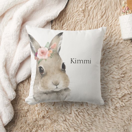 Coussin Animaux de forêt Rabbit Aquarelle Typographie Nom (Couverture)