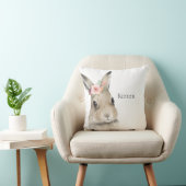 Coussin Animaux de forêt Rabbit Aquarelle Typographie Nom (Chaise)