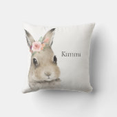 Coussin Animaux de forêt Rabbit Aquarelle Typographie Nom (Verso)