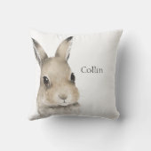 Coussin Animaux de forêt Rabbit Aquarelle Typographie Nom (Verso)