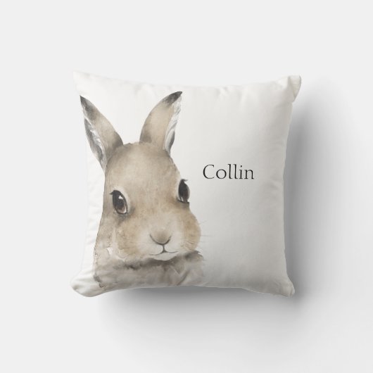 Coussin Animaux de forêt Rabbit Aquarelle Typographie Nom (Recto)
