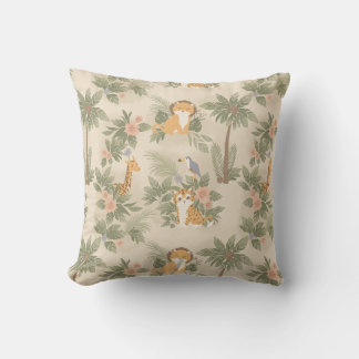 Coussin Animaux de jungle à l'aquarelle