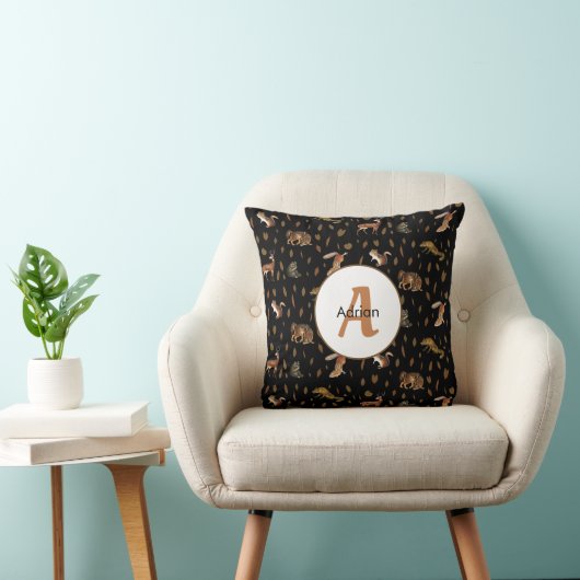 Coussin Animaux de la forêt automnale Feuilles d'automne M (Chaise)