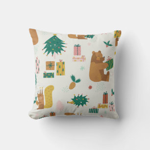 Coussin Animaux de la forêt de Noël : Vibe Vintage