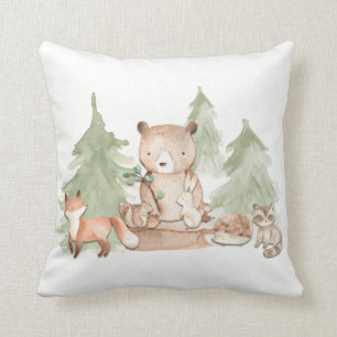 Coussin Animaux de la forêt en aquarelle Chambre de bébé