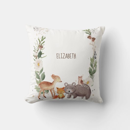 Coussin Animaux de la forêt rayures (Recto)