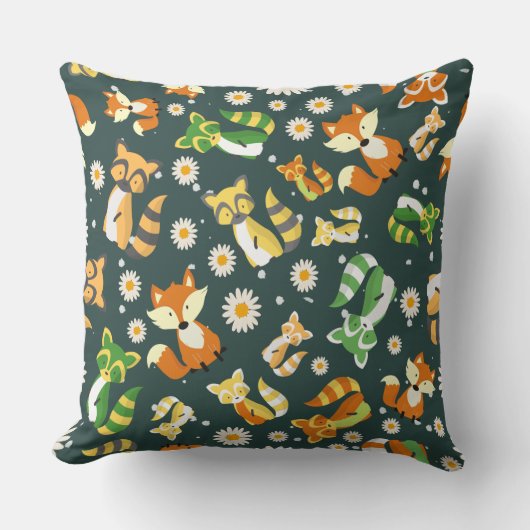 Coussin Animaux de la jungle de mignon raton laveur garçon (Recto)