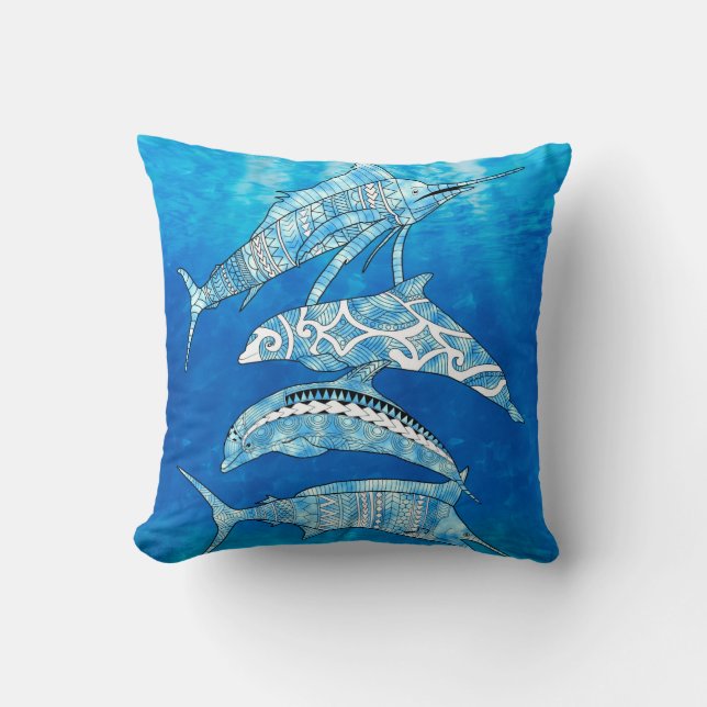 Coussin Animaux de l'océan Tribal (Recto)