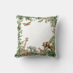 Coussin Animaux de Safari Jungle Nom Personnalisé