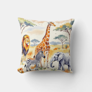 Coussin Animaux de Safari Motif Sans Couture Scène de Sava