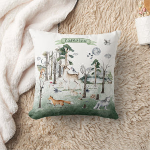 Coussin Animaux de Whimsical dans le bois personnalisable