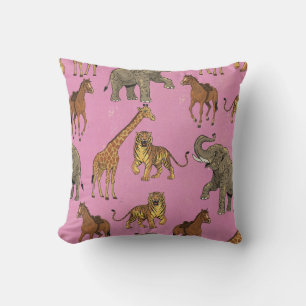 Coussin Animaux de zoo vintage