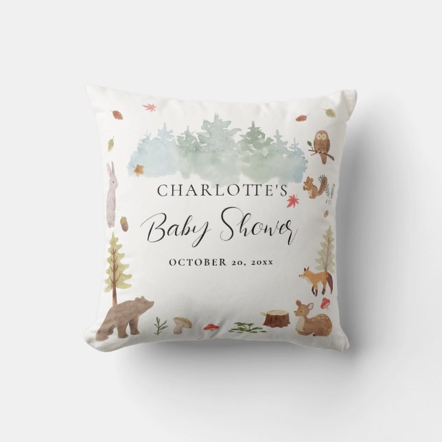 Coussin Animaux des bois Baby shower d'automne d'automne (Recto)