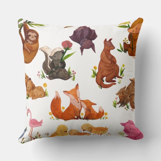Coussin Animaux des bois - Motif de la créature des forêts (Verso)