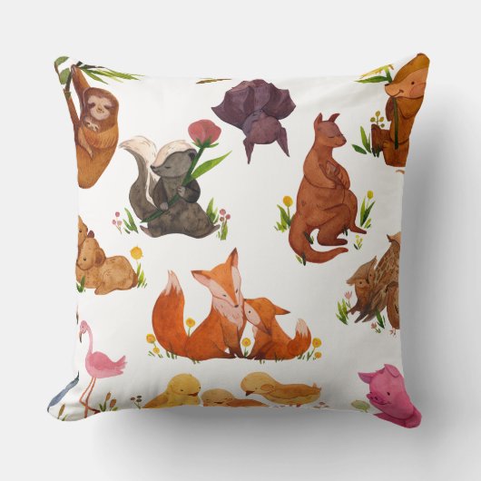 Coussin Animaux des bois - Motif de la créature des forêts (Recto)