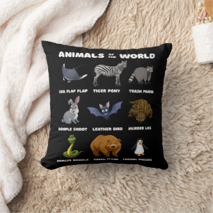 Coussin Animaux Du Monde Cadeau Drôles Animaux Rares Memes