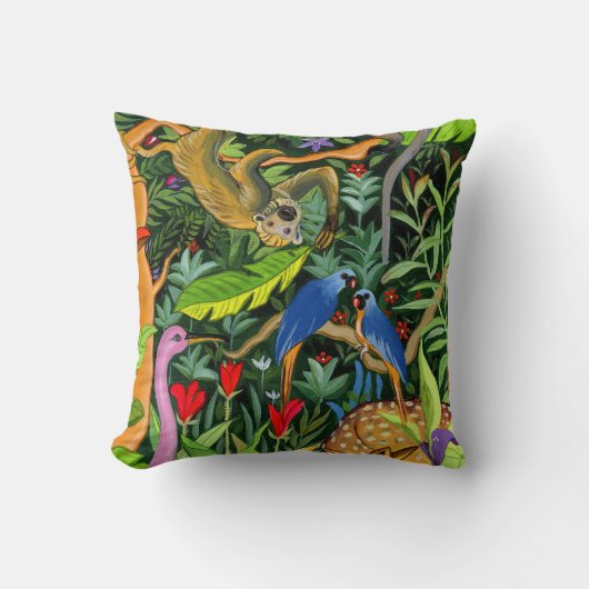 Coussin Animaux fantaisistes de la forêt d'art (Recto)