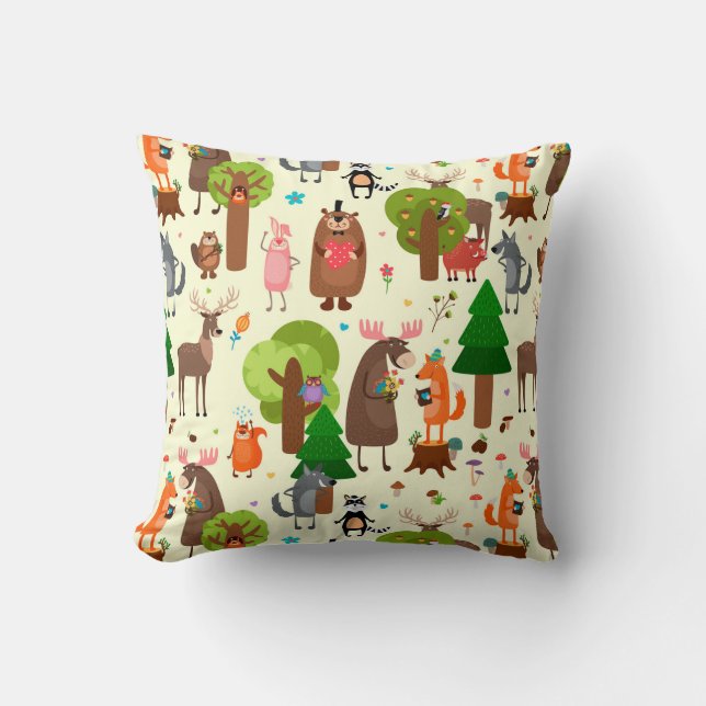 Coussin Animaux forestiers adorables (Recto)