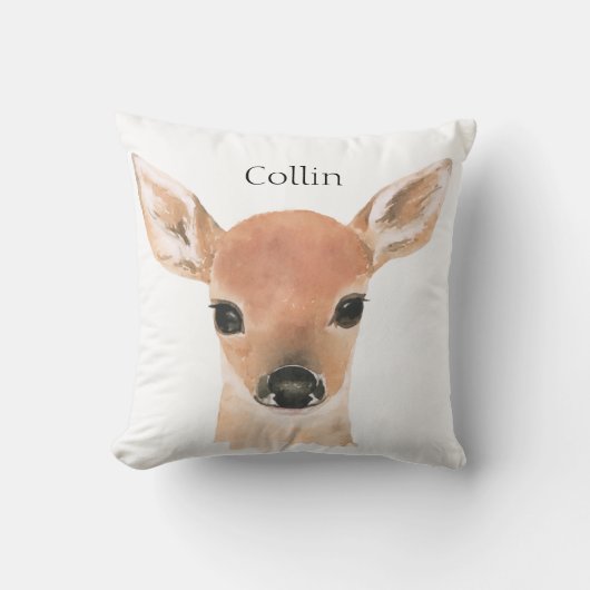 Coussin Animaux forestiers Aquarelle Typographie de cerfs (Recto)