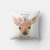 Coussin Animaux forestiers Cerf Aquarelle Typographie Nom (Recto)