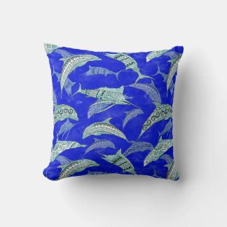 Coussin Animaux marins bleus dauphins marlins