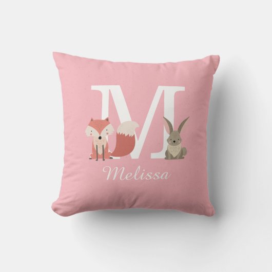 Coussin Animaux mignons de la forêt de la forêt Monogramme (Recto)