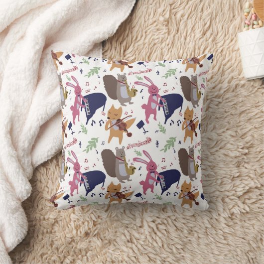 Coussin Animaux mignons de la forêt jouant des instruments (Couverture)