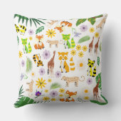 Coussin Animaux mignons Safari nurserie zoo jungle blanc v (Verso)