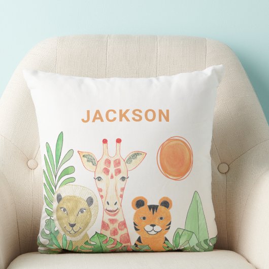 Coussin Animaux Safari personnalisés pour enfants