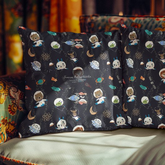 Coussin Animaux spatiaux personnalisés Lancer l'oreiller