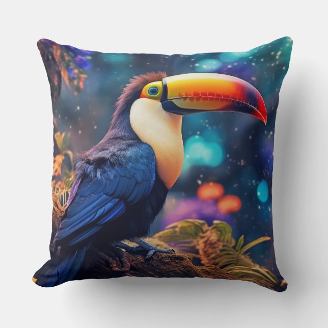 Coussin Animaux toucans Faune Sauvage Coloré (Recto)
