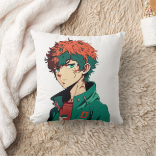 Coussin Anime Boy : Cheveux orange et vert - Manga Delight