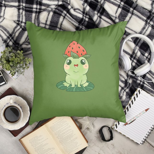 Coussin Anime de grenouille à fraise Kawaii (Créateur téléchargé)