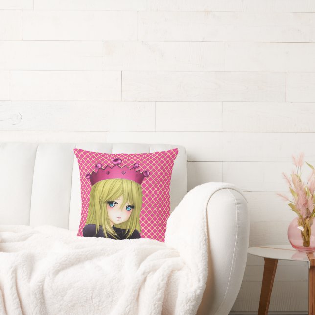 Coussin Anime Girl avec Couronne rose (Canapé)