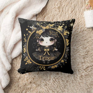 Coussin Anime Girls Goth mignonne Décor personnalisé Cadea
