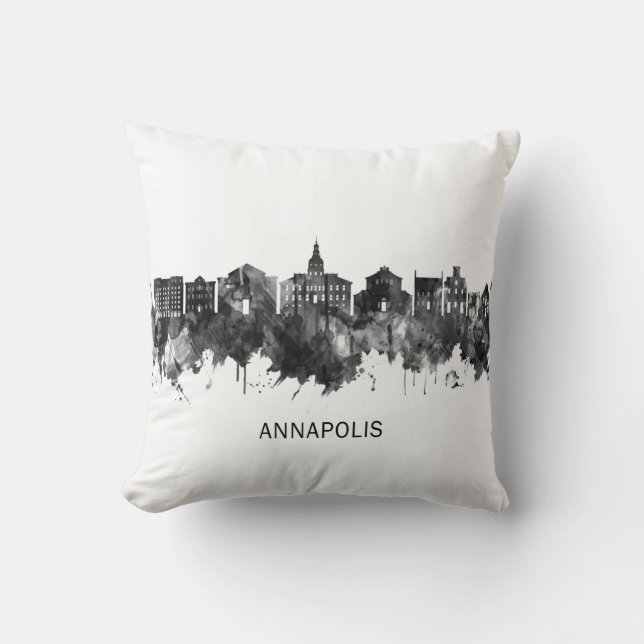 Coussin Annapolis Maryland Skyline BW (Recto)