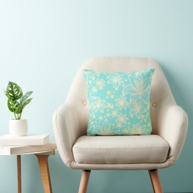 Coussin Anne Aqua 🌊 Floral (Chaise)