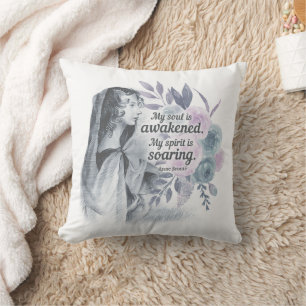 Coussin Anne Bronte Citation Mon Âme Est Éveillé Floral