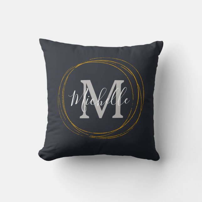 Coussin Anneaux d'or gris foncé Monogramme classique (Recto)