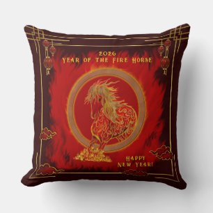 Coussin Année du Cheval de Feu , Bonne Année Lunaire