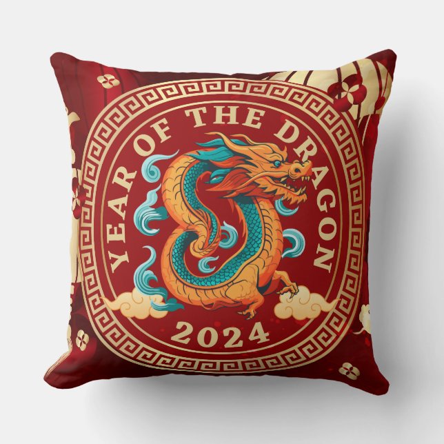 Coussin Année du Dragon 2024 | SIGNE Zodiaque chinois (Recto)