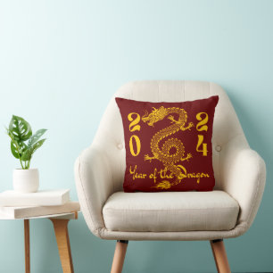Coussin Année du Dragon en or