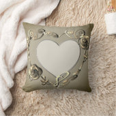 Coussin Anniversaire beige Rose Cadre de coeur 1 Photo Tho (Couverture)