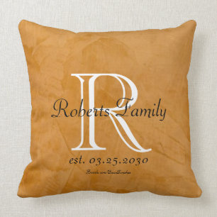 Coussin Anniversaire bronzé de monogramme de cuir de Faux