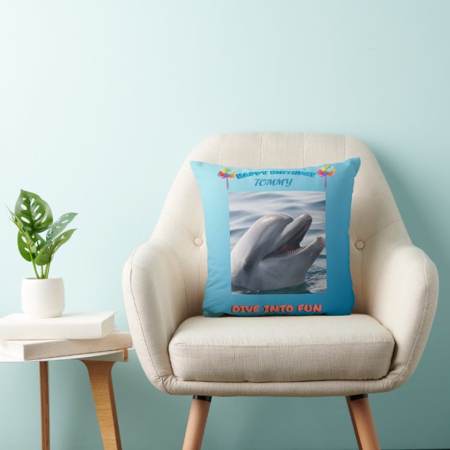 Coussin Anniversaire Dauphin Souriant (Chaise)