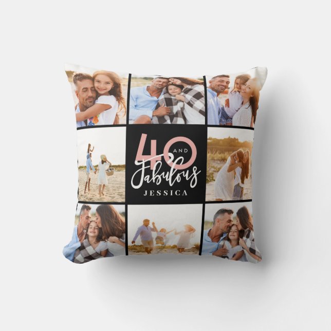 Coussin Anniversaire de 40e anniversaire de collage de pho (Recto)