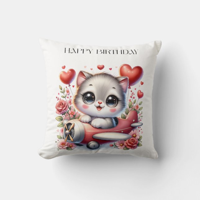 Coussin Anniversaire de Kitten Pilot (Recto)