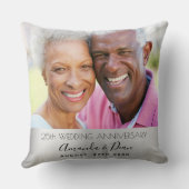 Coussin anniversaire de mariage de 25 ans photo argent élé (Verso)