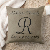 Coussin Anniversaire de monogramme de cuir de Faux de café (Couverture)