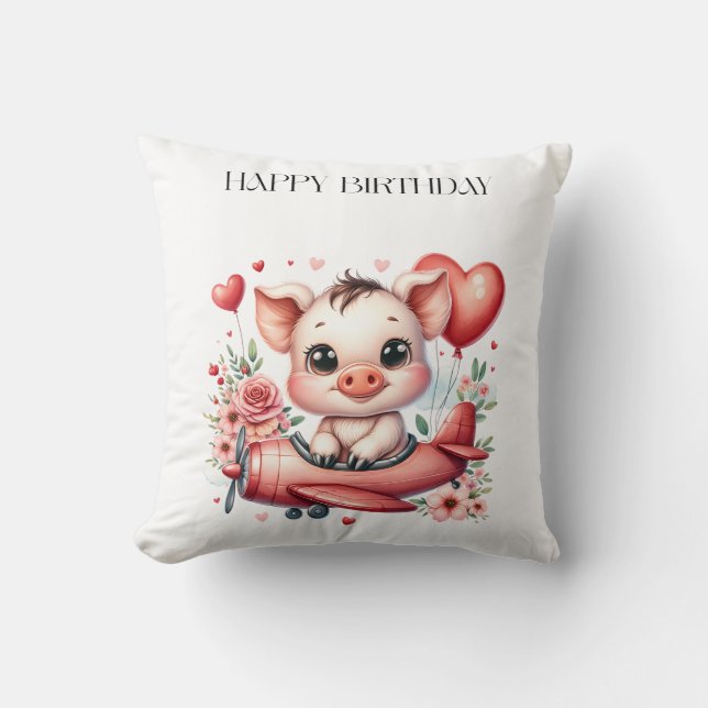 Coussin Anniversaire de Pilote Cochon (Recto)